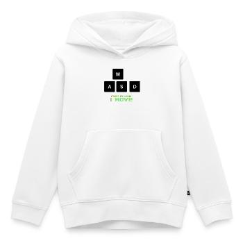 T-shirt WASD Gamer C’est comme ça que je bouge - Sweat Premium à capuche enfant bio - blanc - Devant - AI Model Kid Female (0cm)