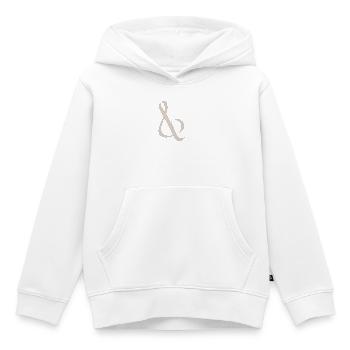 Ampersand marron en motif à points - Sweat Premium à capuche enfant bio - blanc - Devant - AI Model Kid Female (0cm)