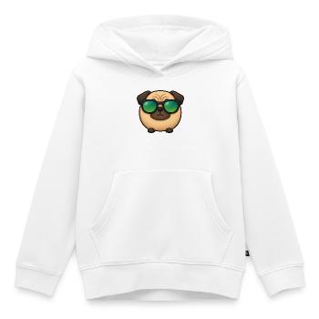 Mops Hund Cartoon Chibi Kawaii Sonnenbrille - Kinder Premium Organic Hoodie - Weiß - Vorne - AI Model Kid Female (0cm)