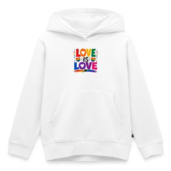 Love Is Love LGBTQ Statement Rainbow Motif CSD - Kids Premium Organic Hoodie - white - Front - AI Model Kid Female (0cm)