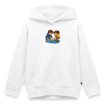 Kinder Schildkröte Blattboot in Pfütze Süß Motiv - Kinder Premium Organic Hoodie - Weiß - Vorne - AI Model Kid Female (0cm)