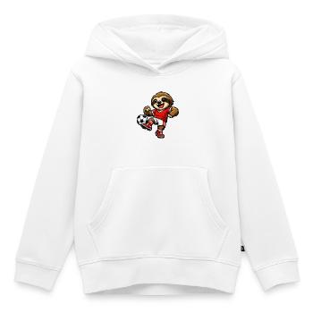 Süßes Faultier beim Fußball - Kinder Premium Organic Hoodie - Weiß - Vorne - AI Model Kid Female (0cm)