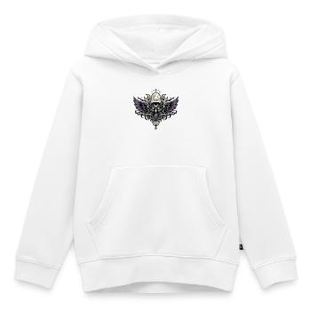 Mondgeist-Eulenemblem mit violettem Kristall - Kinder Premium Organic Hoodie - Weiß - Vorne - AI Model Kid Female (0cm)