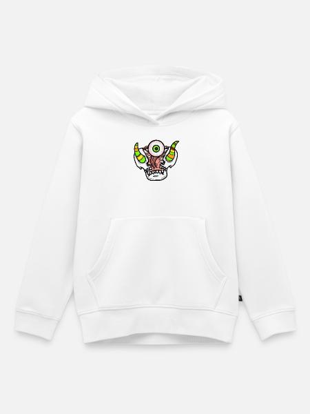 Schädel von einem Parasiten aufgerissen. - Kinder Premium Organic Hoodie - Weiß