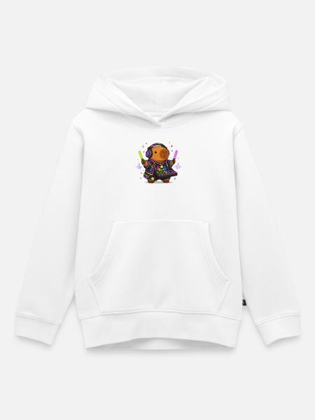  Capybara Dj Rave Party Musik - Kinder Premium Organic Hoodie - Weiß