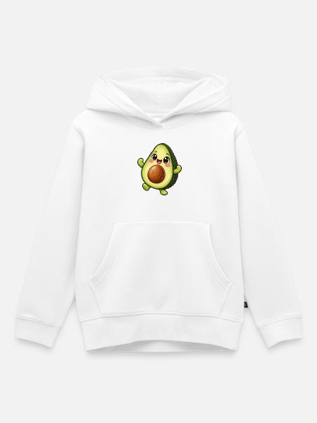 Avocado Kawaii Style – Süßes Fruchtmotiv - Kinder Premium Organic Hoodie - Weiß