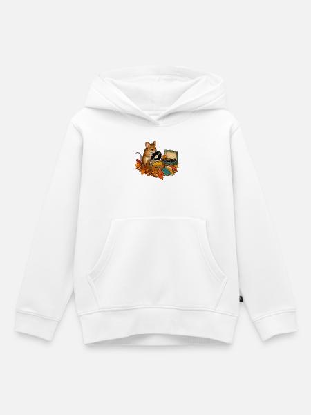 Maus sammelt Schallplatten - Kinder Premium Organic Hoodie - Weiß