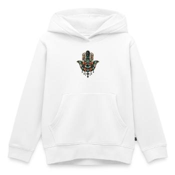 Florale Hamsa mit zentralem Auge Hand von Fatima - Kinder Premium Organic Hoodie - Weiß - Vorne - AI Model Kid Female (0cm)