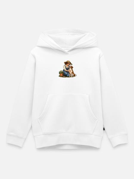 Gartenpause mit Hund für Gartenfreundinnen - Kinder Premium Organic Hoodie - Weiß