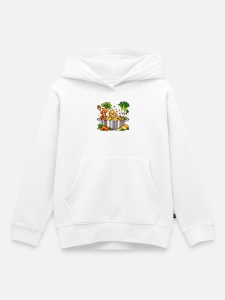 Fröhliche Gemüsefreunde kochen Suppe - Kinder Premium Organic Hoodie - Weiß