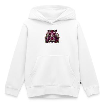 Gotische Blumen-Zuckerschädel-Eule | Pyrenees Line Labor - Kinder Premium Organic Hoodie - Weiß - Vorne - AI Model Kid Female (0cm)