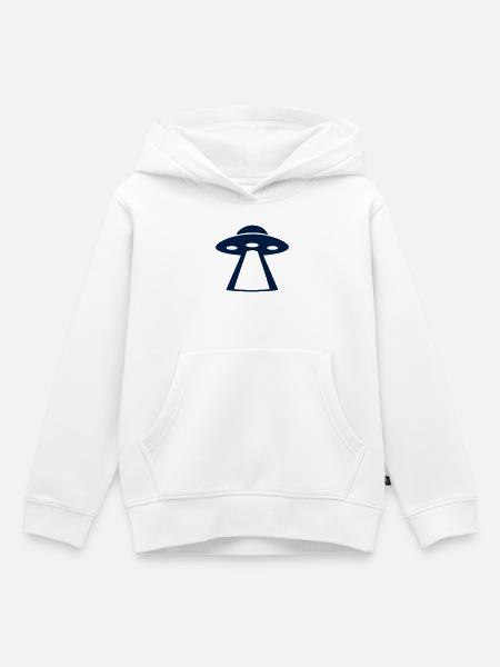 Ufo Lichtstrahl Silhouette - Kinder Premium Organic Hoodie - Weiß