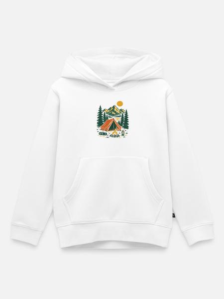 Bergsee Camping Szene - Kinder Premium Organic Hoodie - Weiß
