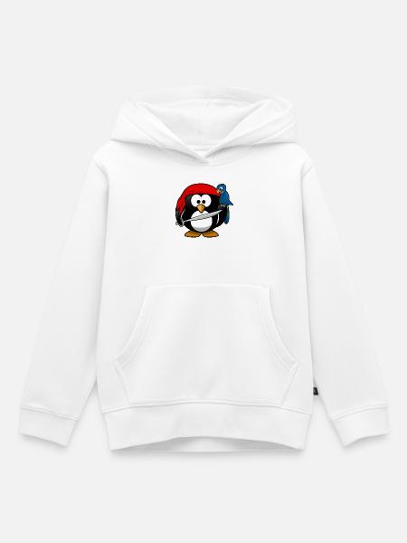Pirat Pinguin Seeräuber - Kinder Premium Organic Hoodie - Weiß