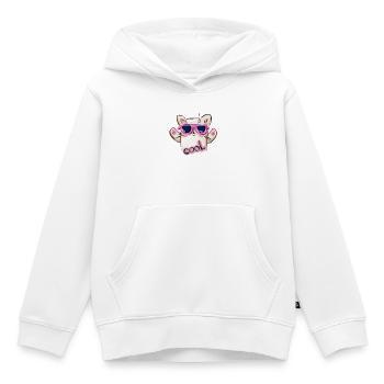 Katze mit Sonnenbrille und cooler Nachricht - Kinder Premium Organic Hoodie - Weiß - Vorne - AI Model Kid Female (0cm)
