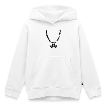 Mountain bike MTB Collier chaîne de bicyclette ATB - Sweat Premium à capuche enfant bio - blanc - Devant - AI Model Kid Female (0cm)