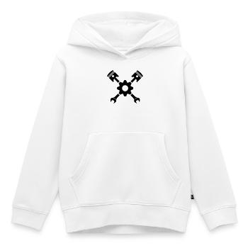 Kolben Schlüssel gekreuzt mit Zahnrad - Kinder Premium Organic Hoodie - Weiß - Vorne - AI Model Kid Female (0cm)