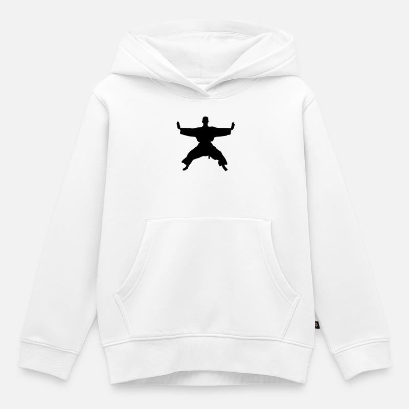 Kata karaté shotokan - Sweat Premium à capuche enfant bio - blanc
