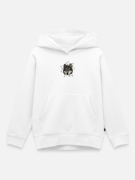 Wolf - Kinder Premium Organic Hoodie - Weiß