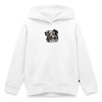 Berger australien - Sweat Premium à capuche enfant bio - blanc - Devant - AI Model Kid Female (0cm)