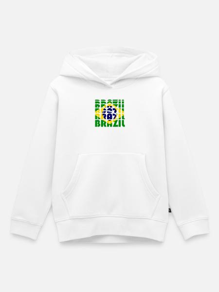 Brasilien Flaggen Grid Muster - Kinder Premium Organic Hoodie - Weiß