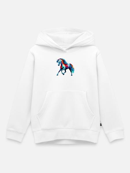 Pferd - Kinder Premium Organic Hoodie - Weiß