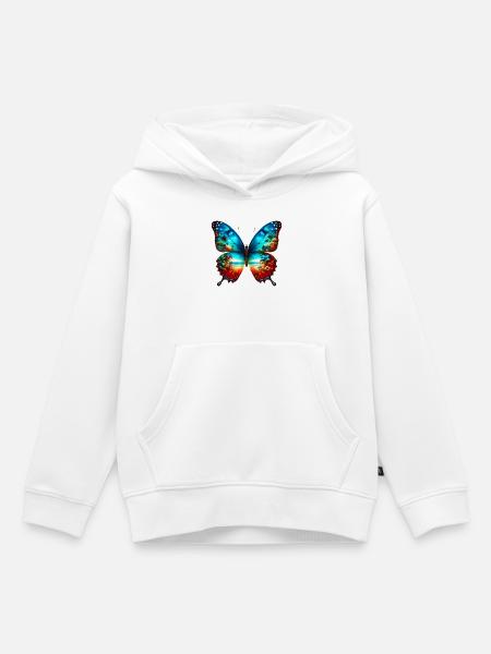 Schmetterling - Kinder Premium Organic Hoodie - Weiß