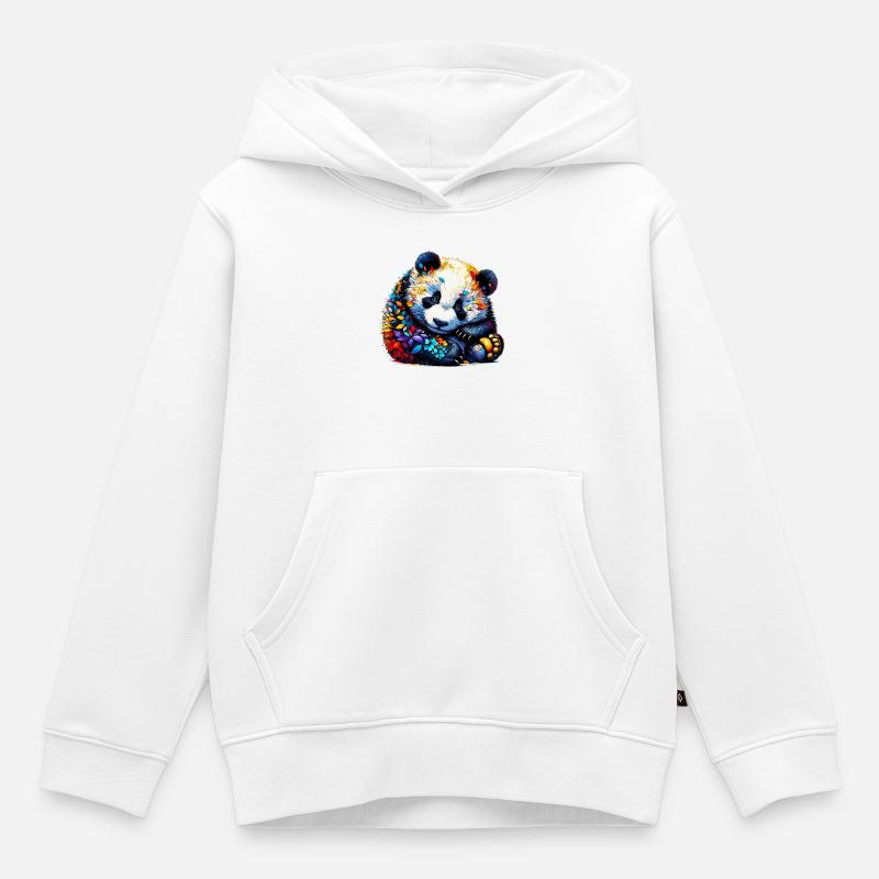 Panda - Sweat Premium à capuche enfant bio - blanc