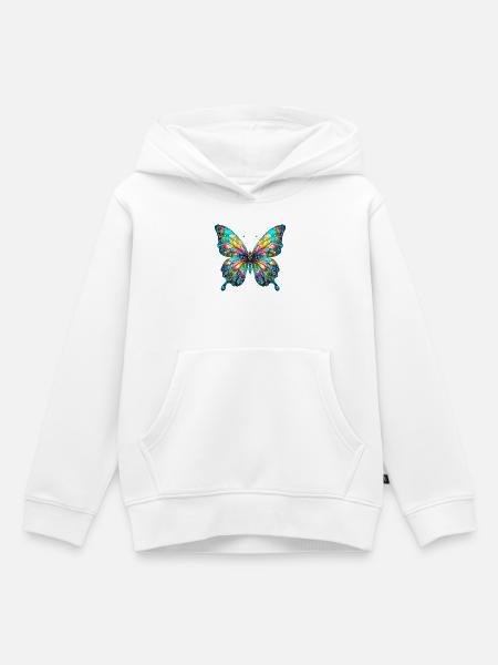 Schmetterling - Kinder Premium Organic Hoodie - Weiß