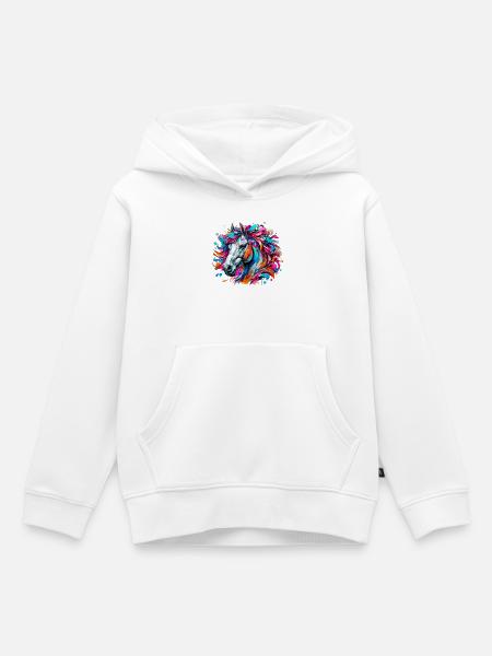 Pferd - Kinder Premium Organic Hoodie - Weiß