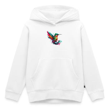 Hummingbird - Kids Premium Organic Hoodie - white - Front - AI Model Kid Female (0cm)