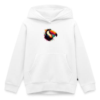 Toucan - Sweat Premium à capuche enfant bio - blanc - Devant - AI Model Kid Female (0cm)