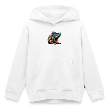Iguane - Sweat Premium à capuche enfant bio - blanc - Devant - AI Model Kid Female (0cm)