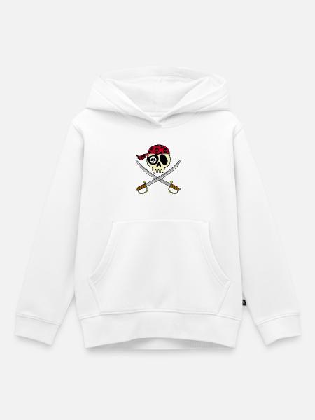 Piraten-Schädel - Kinder Premium Organic Hoodie - Weiß