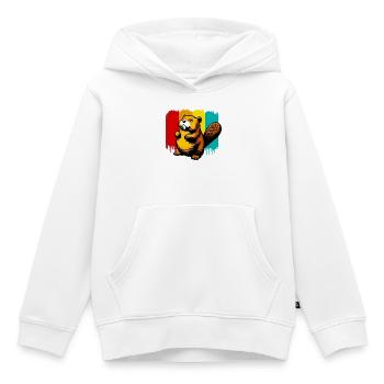 Castor - Sweat Premium à capuche enfant bio - blanc - Devant - AI Model Kid Female (0cm)