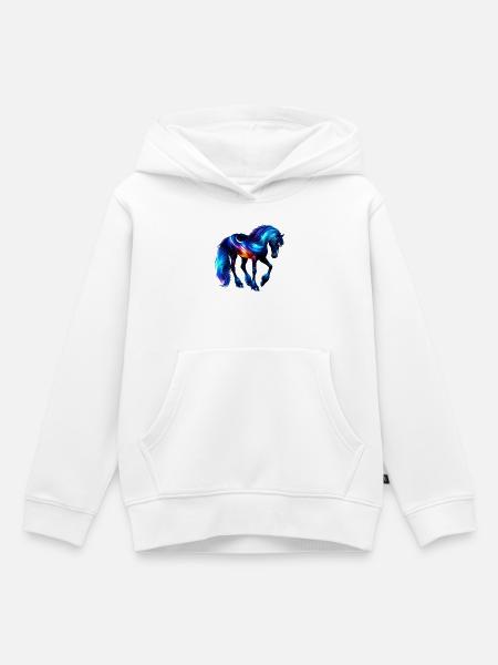 Pferd - Kinder Premium Organic Hoodie - Weiß