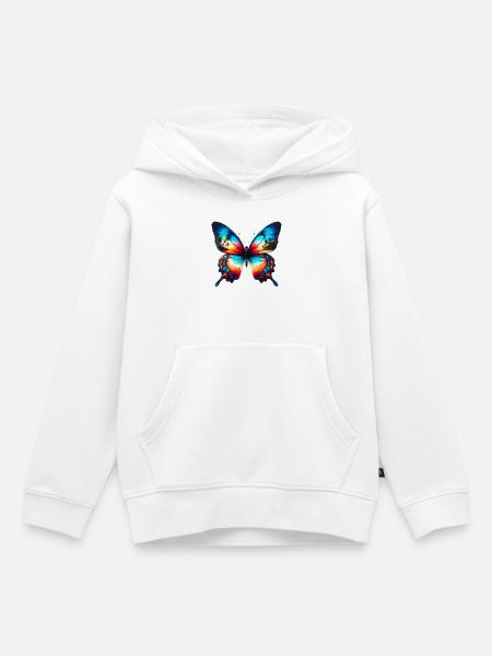 Schmetterling - Kinder Premium Organic Hoodie - Weiß