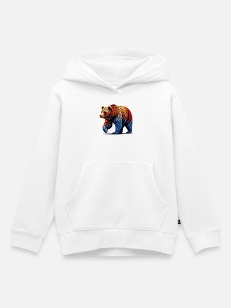 Bär - Kinder Premium Organic Hoodie - Weiß