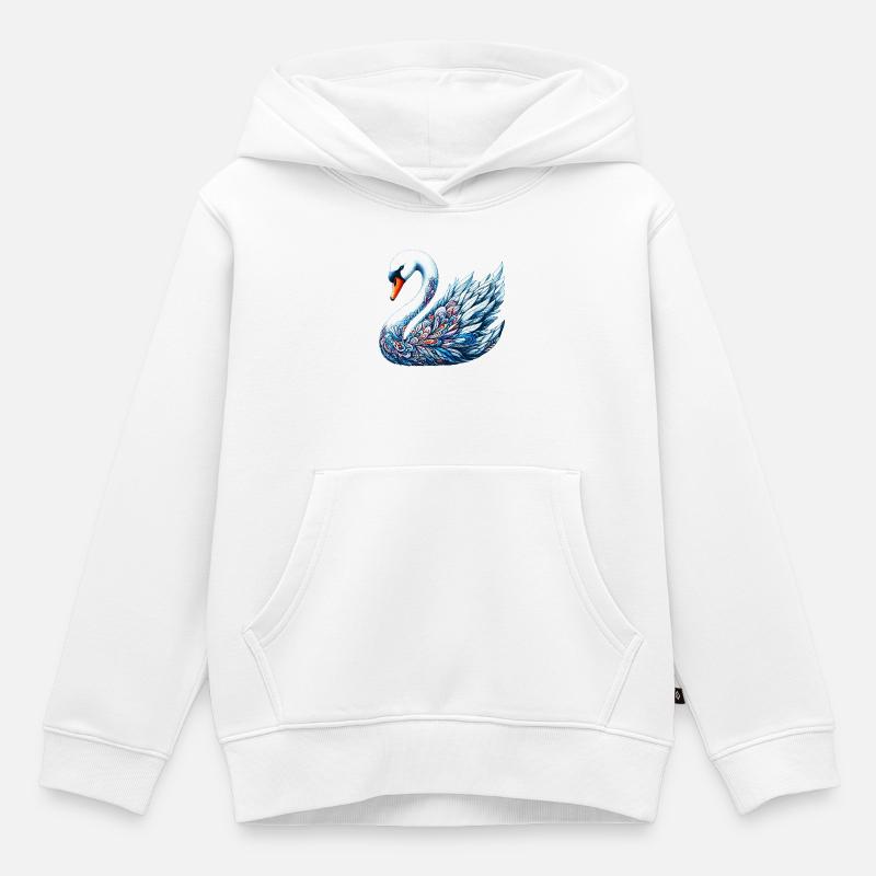 Cygne - Sweat Premium à capuche enfant bio - blanc