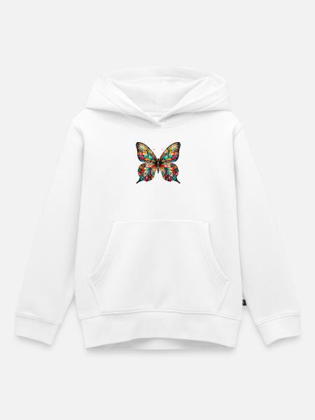 Schmetterling - Kinder Premium Organic Hoodie - Weiß