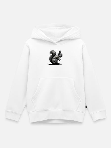 Waldeichhörnchen – Kunstvolle Naturillustration - Kinder Premium Organic Hoodie - Weiß