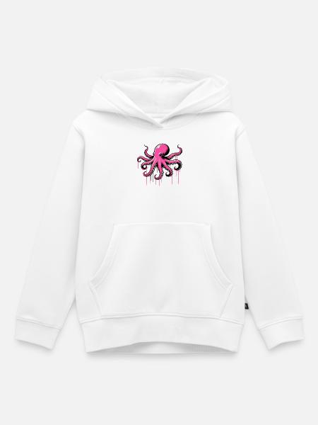 Krake - Kinder Premium Organic Hoodie - Weiß