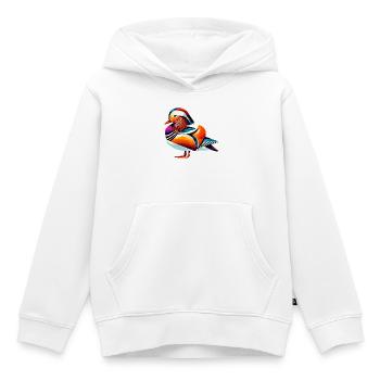 Canard mandarin - Sweat Premium à capuche enfant bio - blanc - Devant - AI Model Kid Female (0cm)
