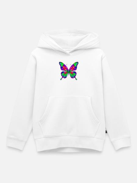 Schmetterling - Kinder Premium Organic Hoodie - Weiß