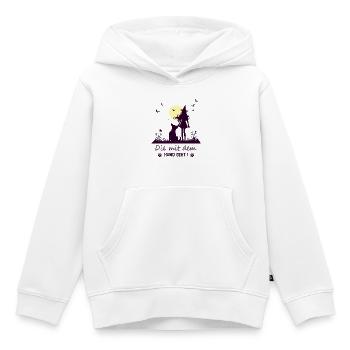 Hexe die mit dem Hund geht ! - Kinder Premium Organic Hoodie - Weiß - Vorne - AI Model Kid Female (0cm)