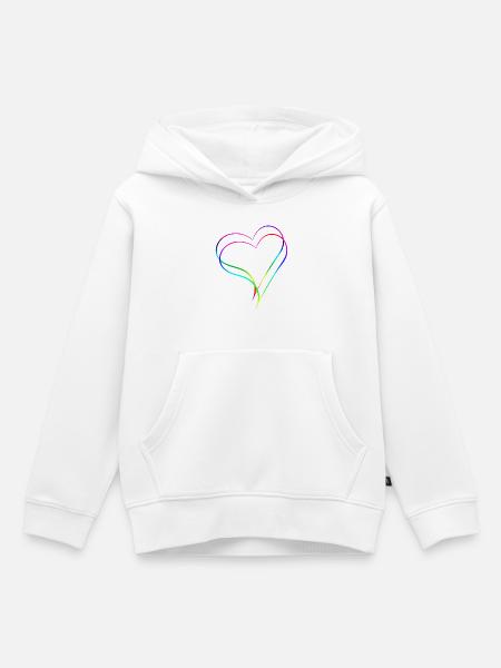 Herzen Regenbogen - Liebe - Kinder Premium Organic Hoodie - Weiß