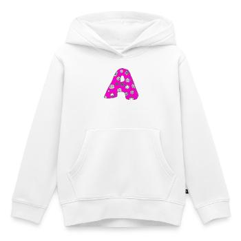 Buchstabe A mit Charakter in pink - Kinder Premium Organic Hoodie - Weiß - Vorne - AI Model Kid Female (0cm)