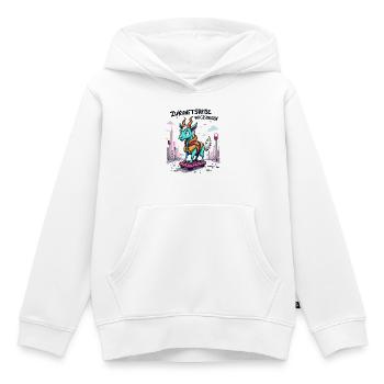 Ziegen-Rollbrett-Flitzer - Kinder Premium Organic Hoodie - Weiß - Vorne - AI Model Kid Female (0cm)