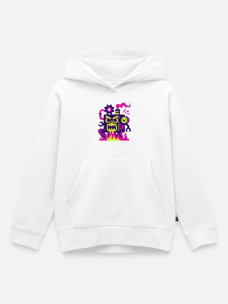 Monster Machine on Fire - Kinder Premium Organic Hoodie - Weiß