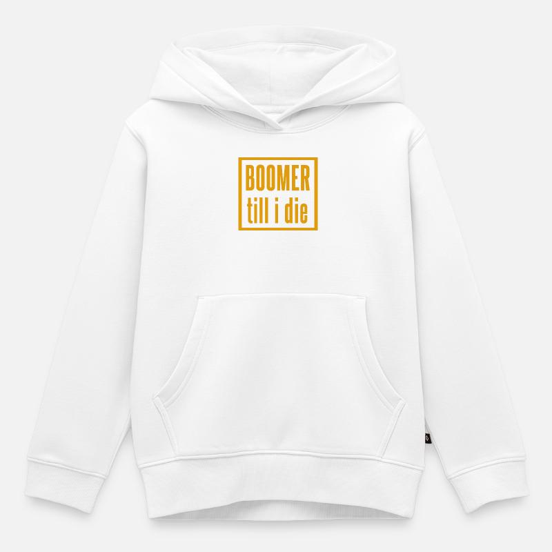 Conception de slogan Vintage Boomer - Sweat Premium à capuche enfant bio - blanc